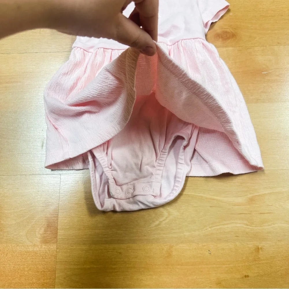 Carters Pink Cap Sleeve Easter Bunny Embroidered Dress Baby Girl Size 12M